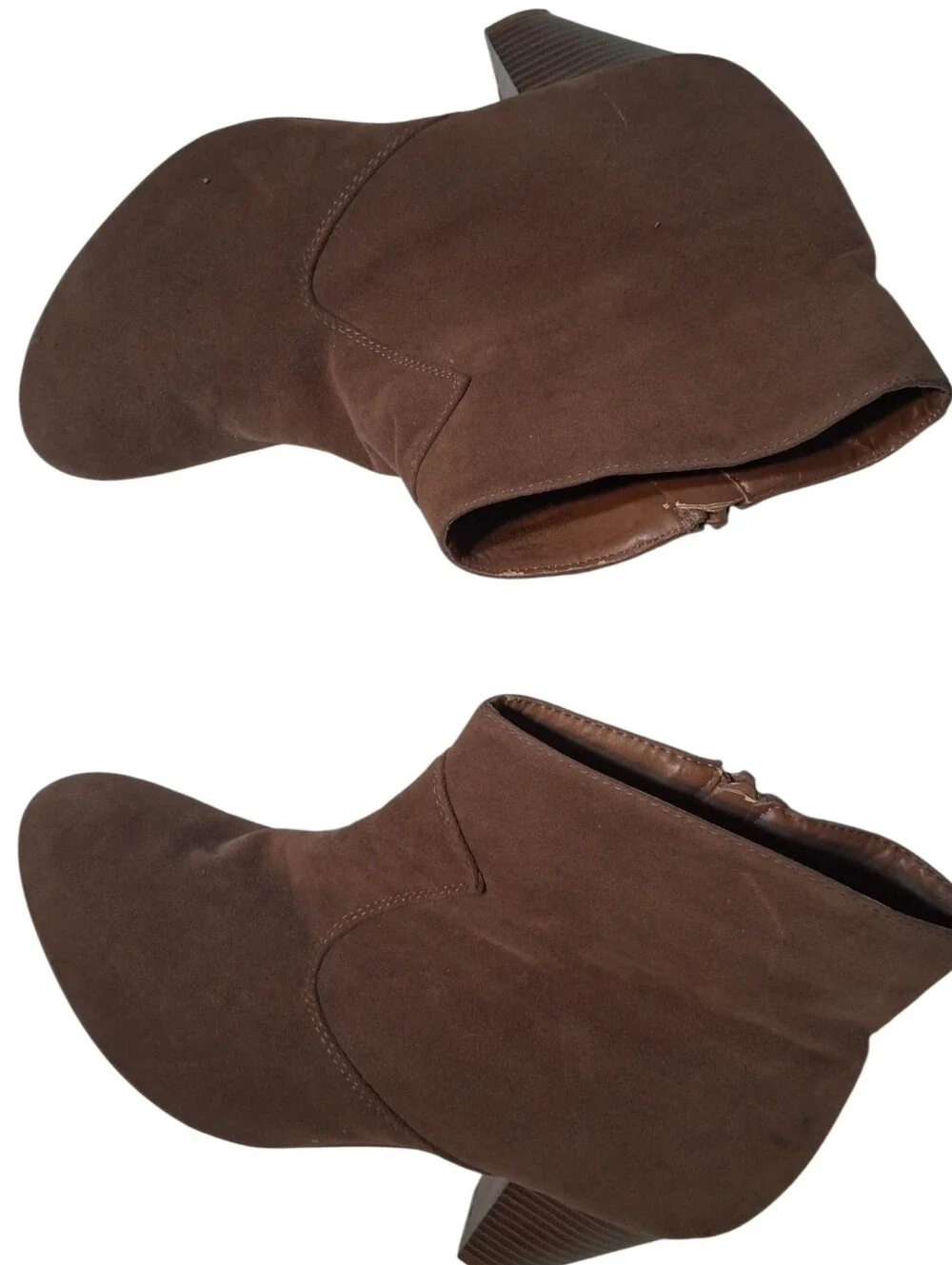 Lane Bryant Brown Faux Suede Block Heel Fall Ankle Boots Size 8W Classic Chic